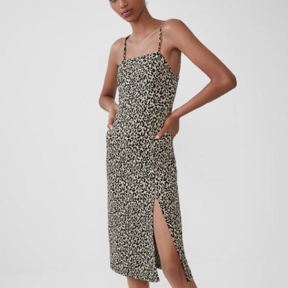 Zara Animal print side slit dress
